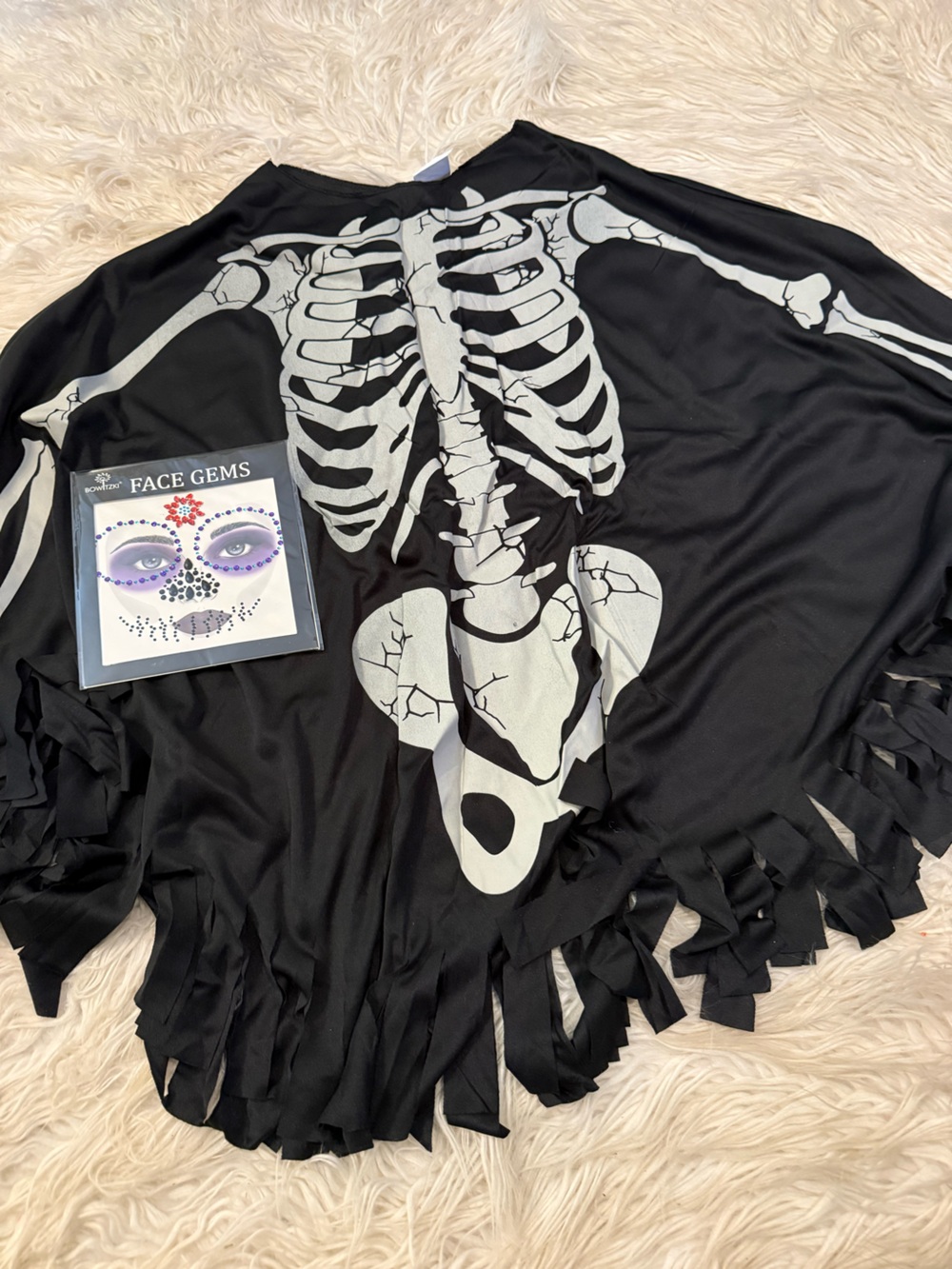 Women’s skeleton poncho costume (K)